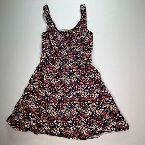 Hollister Floral Print Button Front Cutout Back Mini Dress Women's Size S‎